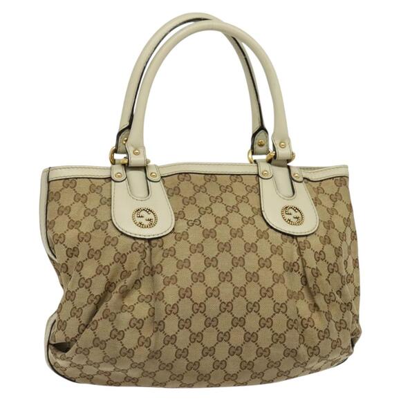 GUCCI GG Canvas Tote Bag Beige Gold - Picture 1 of 16
